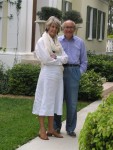 Edward with Henrietta in front of house in Freeport, 2004